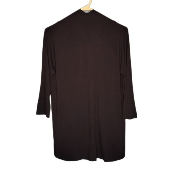 Strazzi Black Open High Low 3/4 Sleeve Lightweight Waterfall Cardigan sz S - Picture 2 of 6